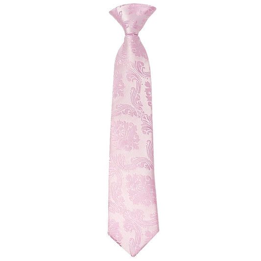 Pre Tied Light Dusty Pink Paisley Boys Tie Age 4-7