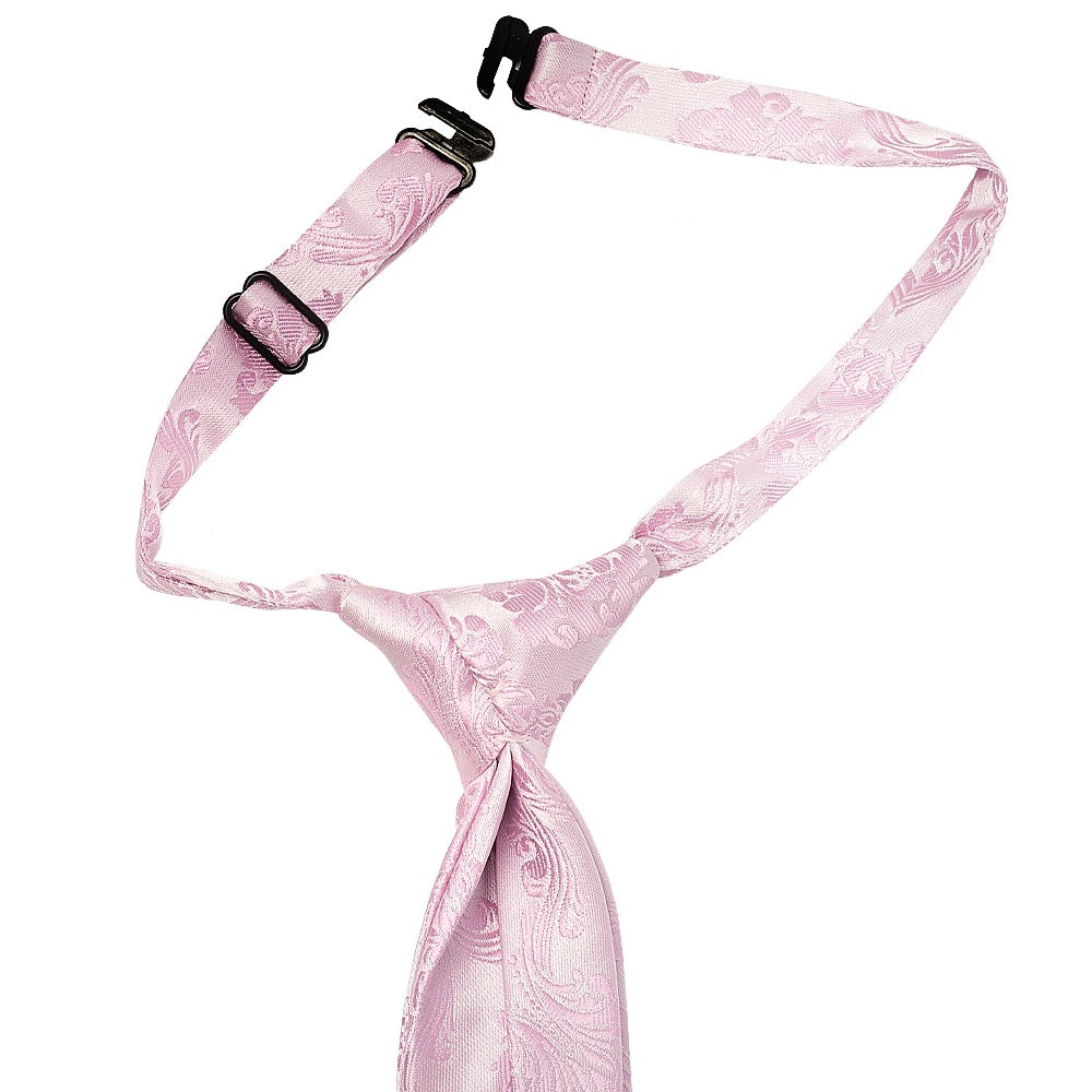 Pre Tied Light Dusty Pink Paisley Boys Tie Age 4-7