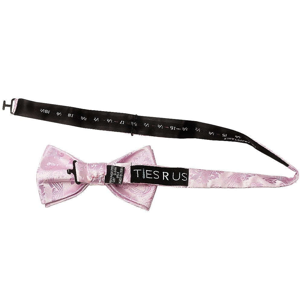 Light Dusty Pink Paisley Handmade Mens Bow Tie And Pocket Square Set 3