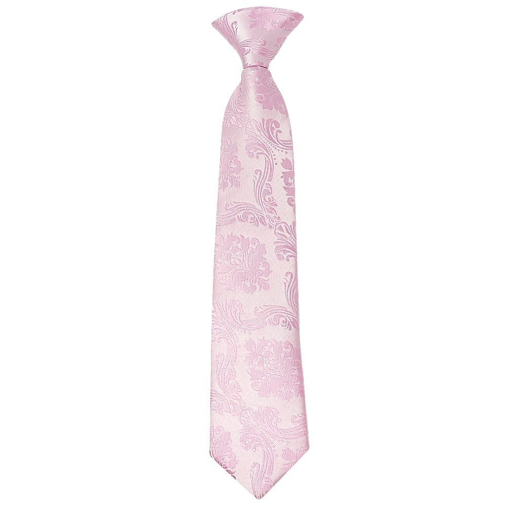 Pre Tied Light Dusty Pink Paisley Boys Tie And Pocket Square Set Age 4 7 2