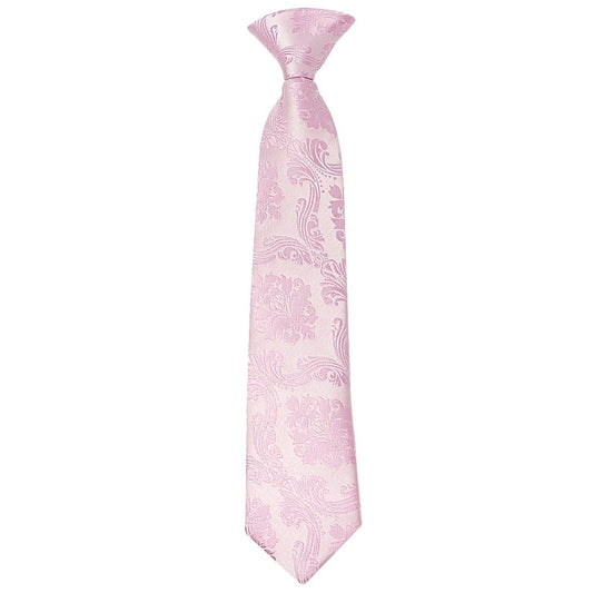 Pre Tied Light Dusty Pink Paisley Boys Tie And Pocket Square Set Age 4 7 2