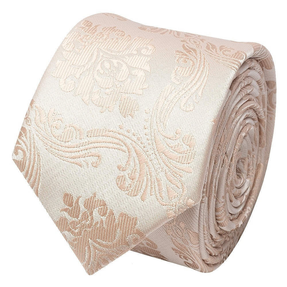 Nude Paisley Skinny Boys Tie And Pocket Square Set 3