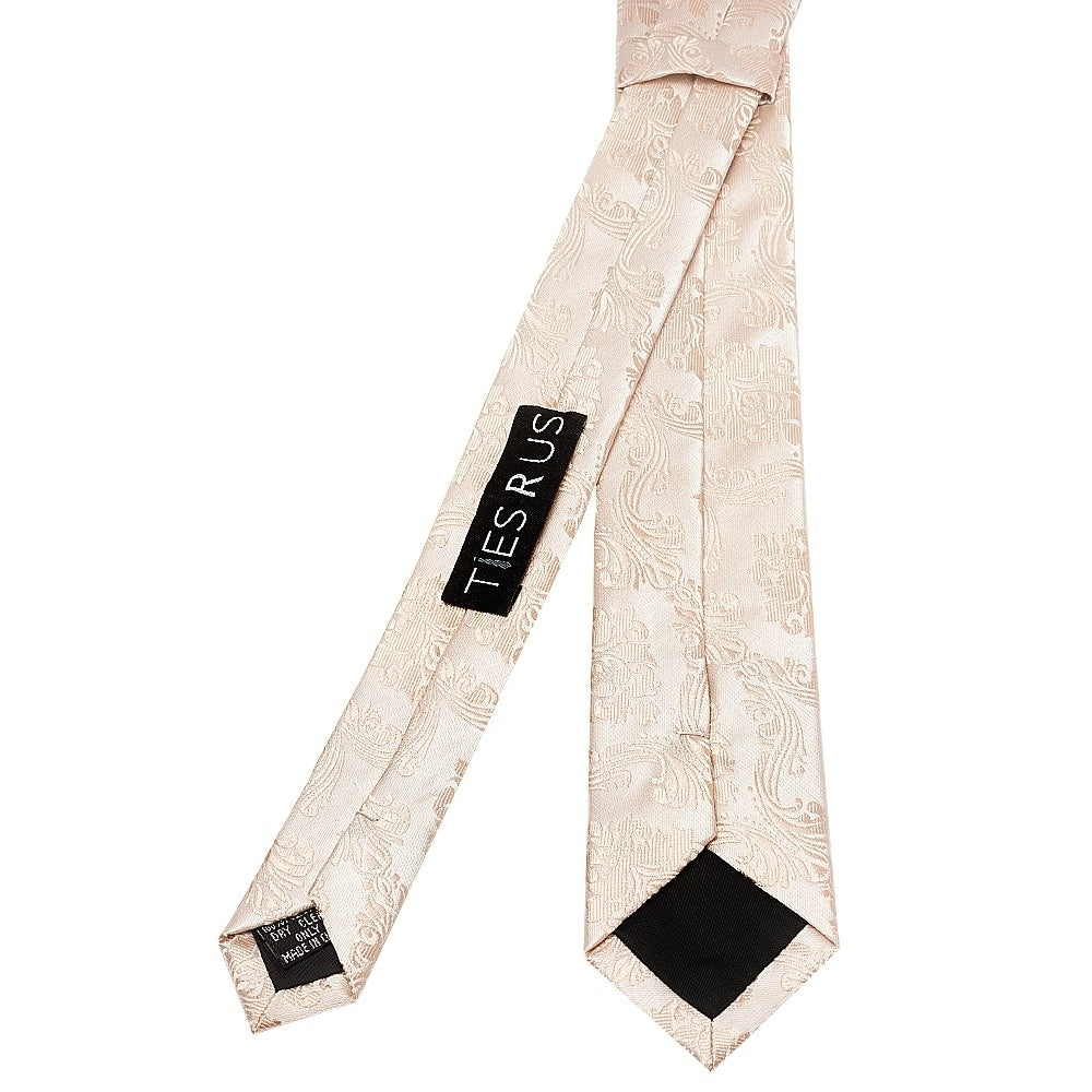 Nude Paisley Skinny Boys Tie And Pocket Square Set 4