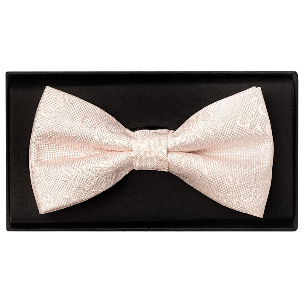 Blush Textured Floral Mens Bow Tie 1