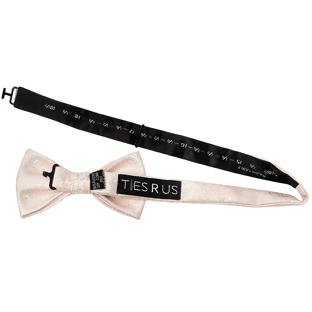 Blush Textured Floral Mens Bow Tie