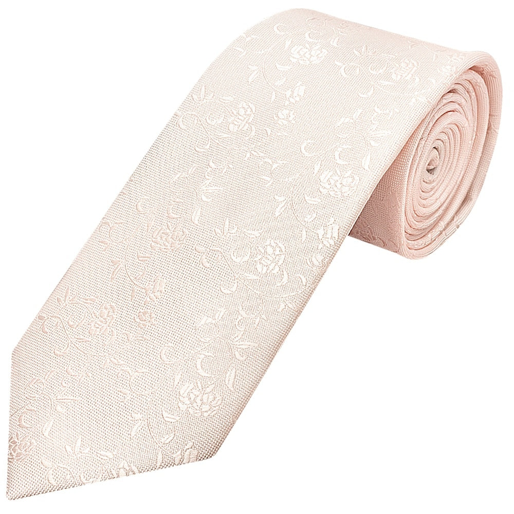 Blush Textured Floral Mens Classic Tie And Pocket Square Set 2