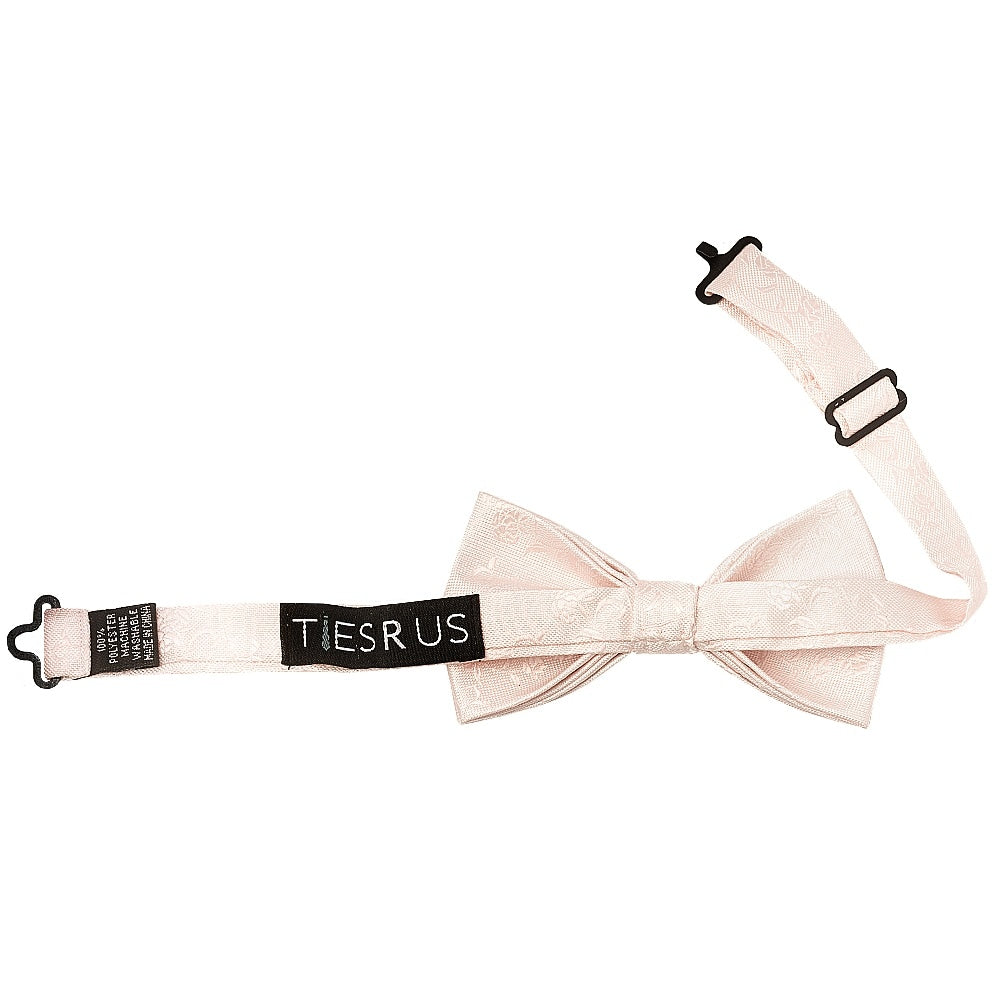 Pre Tied Blush Textured Floral Boys Bow Tie Age 8 11 2