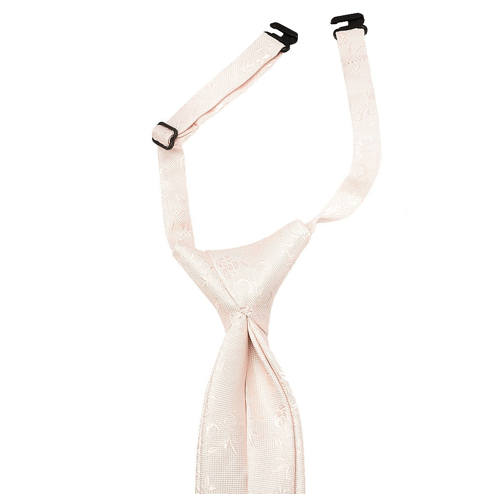 Pre Tied Blush Textured Floral Boys Tie And Pocklet Square Age 4 7 3