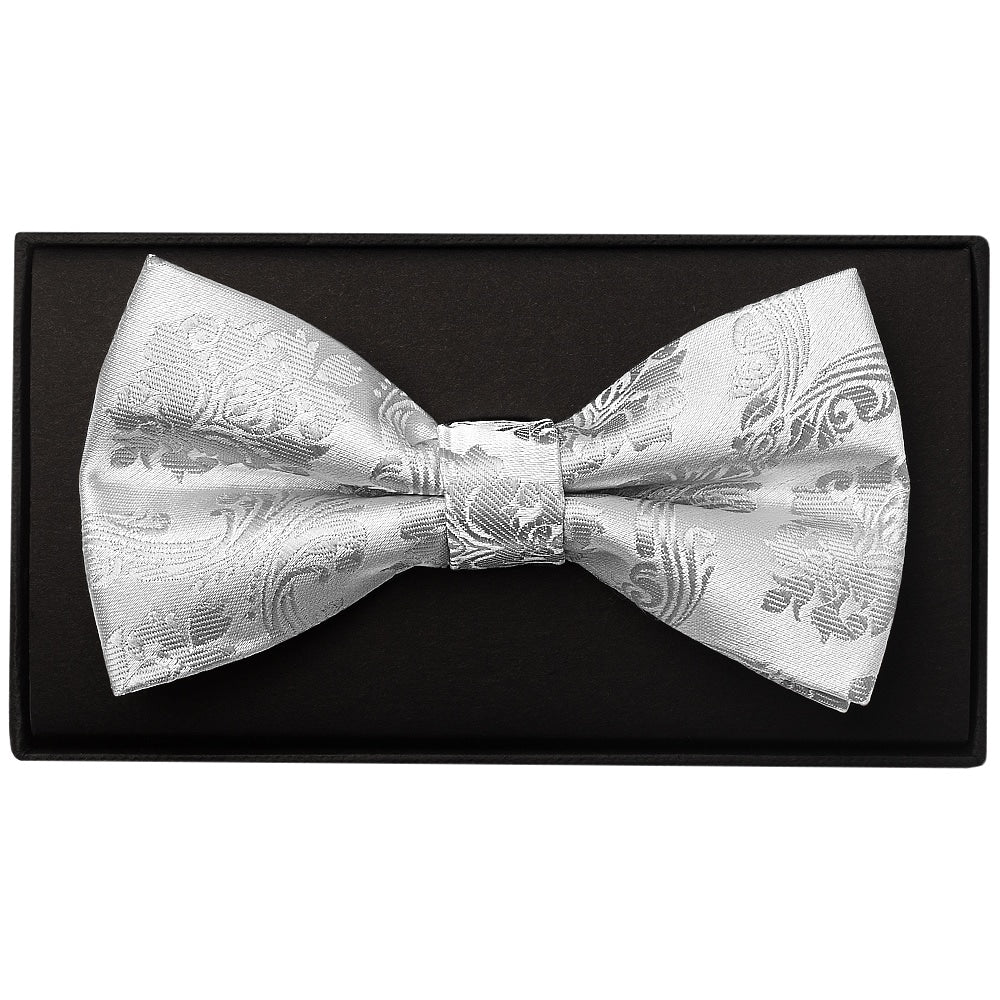 Silver Paisley Handmade Mens Bow Tie 1