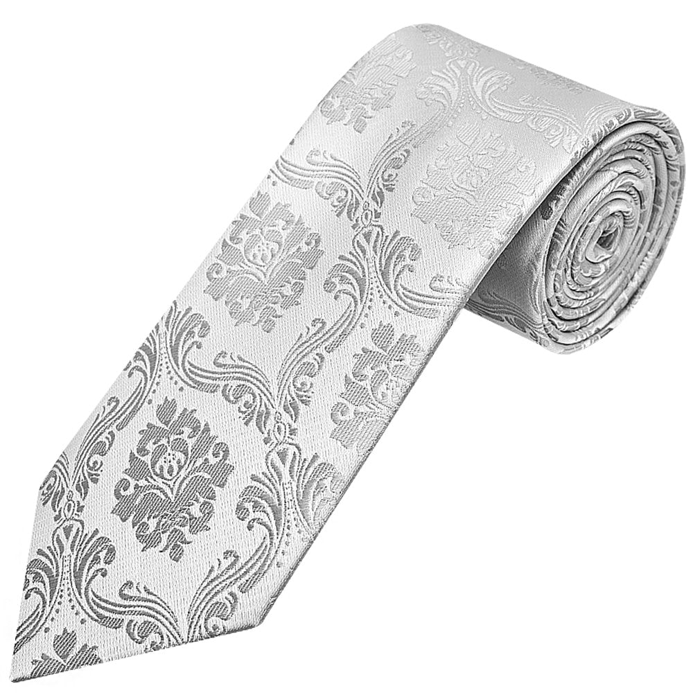Silver Paisley Classic Mens Tie 1