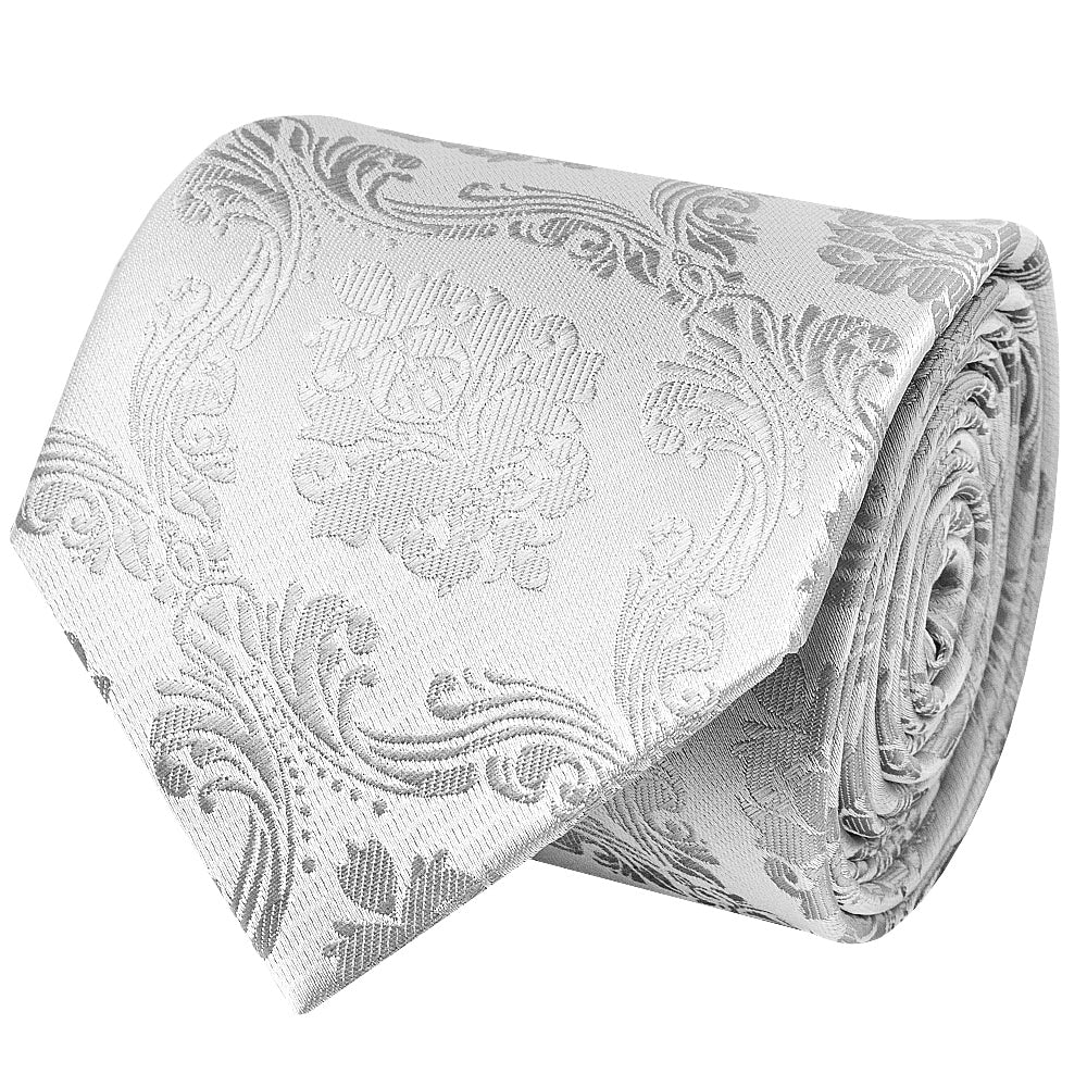 Silver Paisley Classic Mens Tie 2