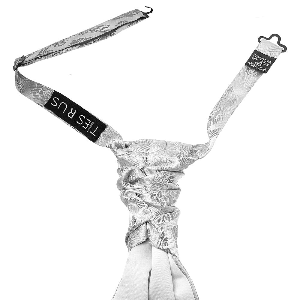Silver Paisley Mens Cravat Tie 2