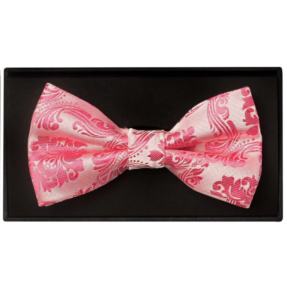 Light Coral Paisley Handmade Mens Bow Tie 1