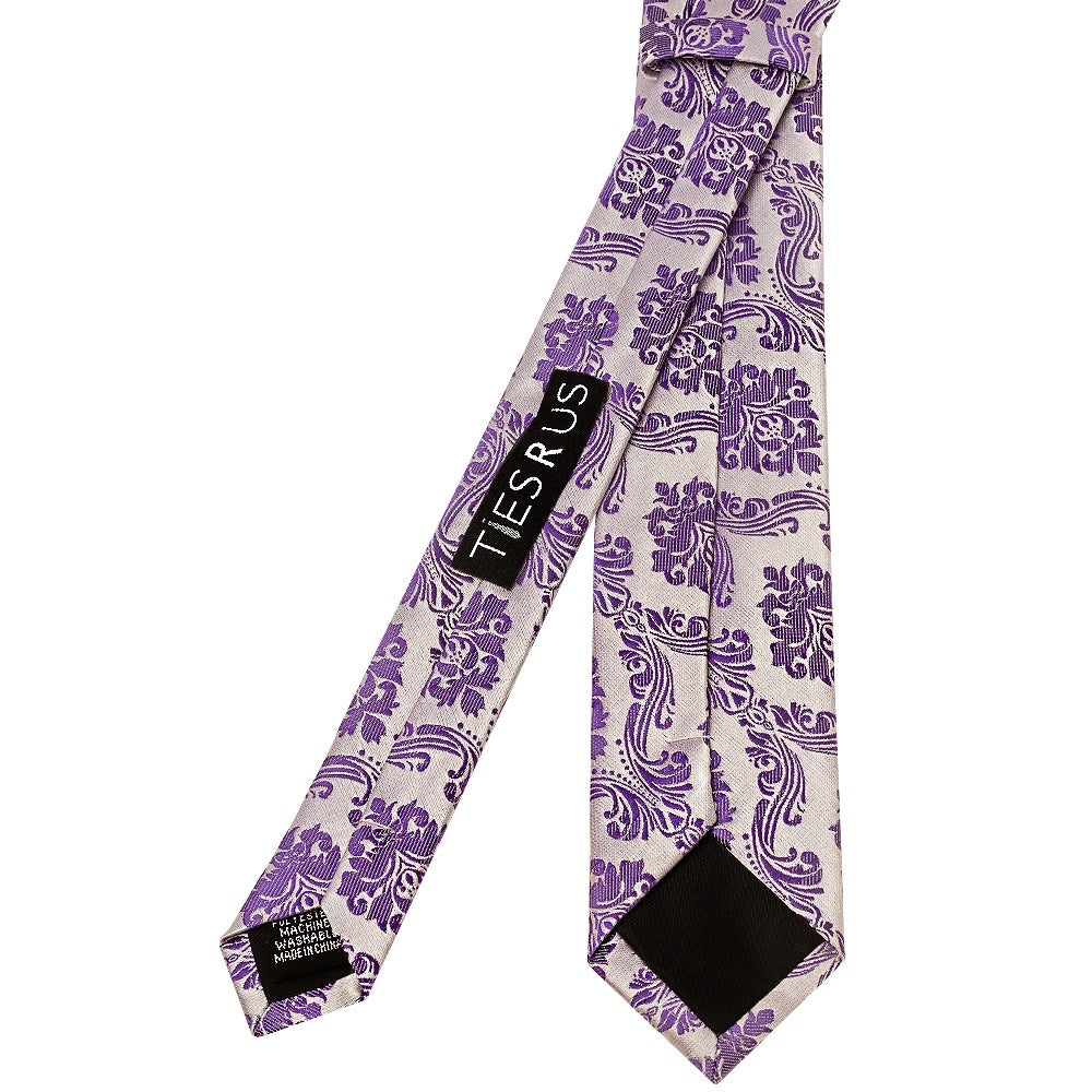 Purple Paisley Skinny Mens Tie And Pocket Square Set 4