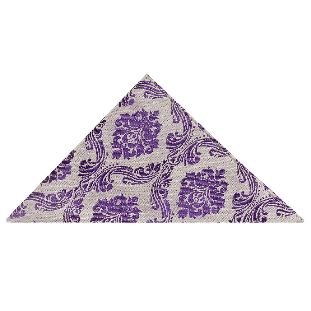Purple Paisley Classic Mens Tie And Pocket Square Set 6