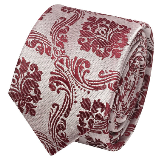 Burgundy Paisley Skinny Mens Tie 2