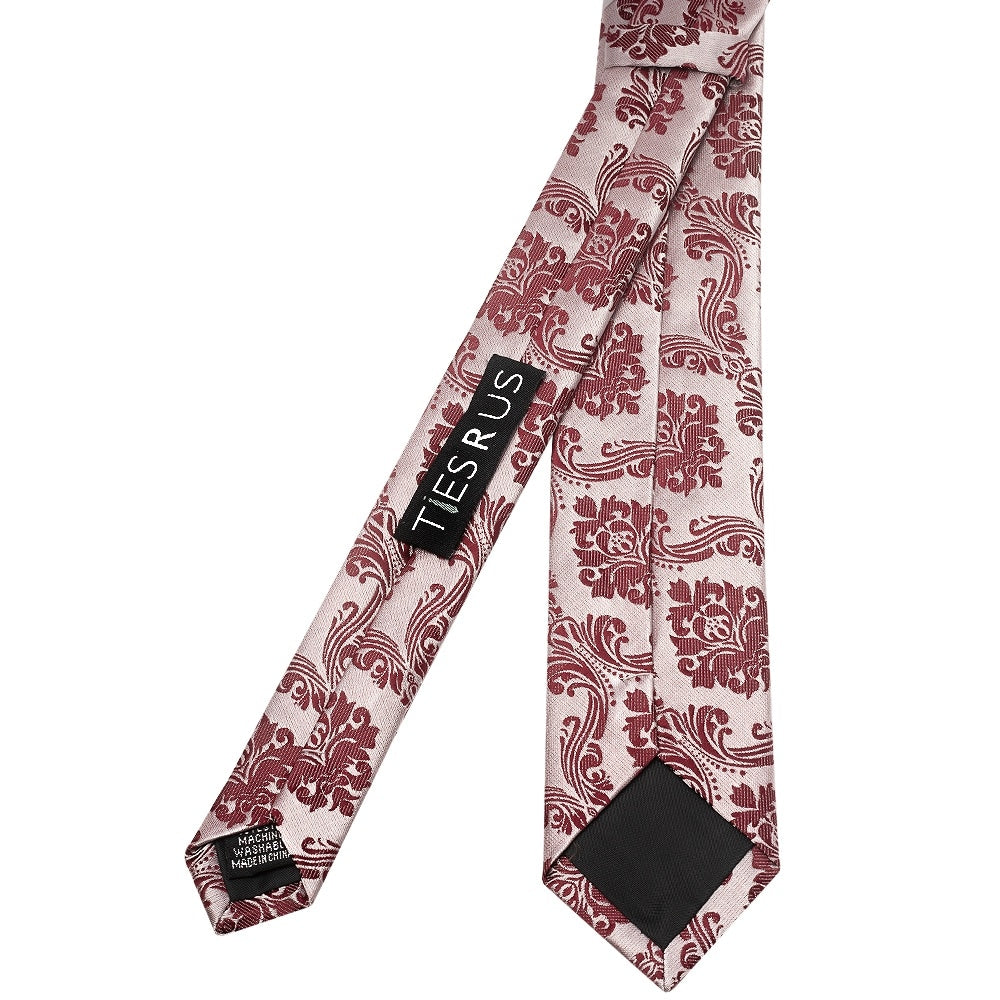 Burgundy Paisley Skinny Mens Tie 3