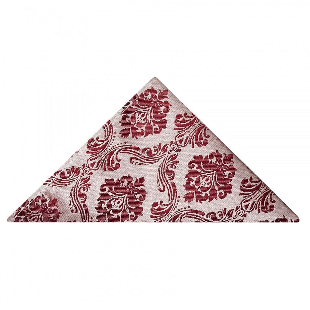 Burgundy Paisley Skinny Mens Tie And Pocket Square Set 5