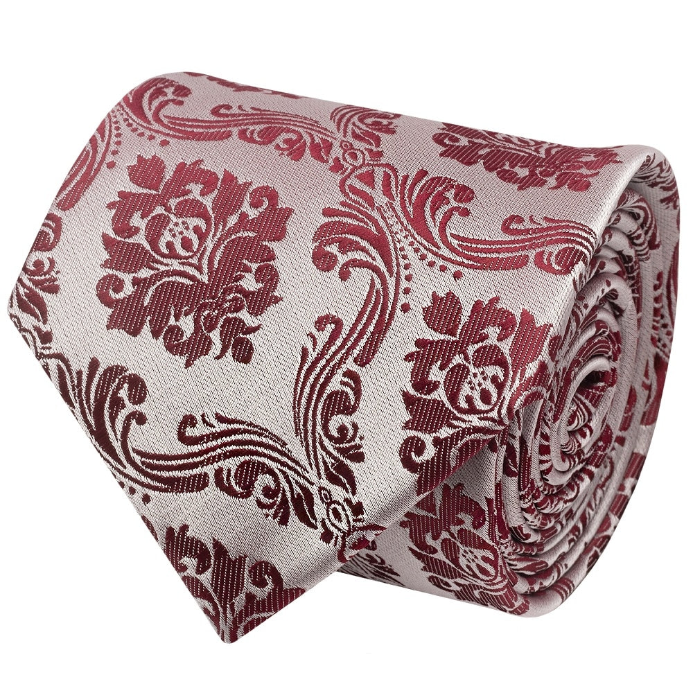 Burgundy Red Paisley Classic Mens Tie And Pocket Square Set 4