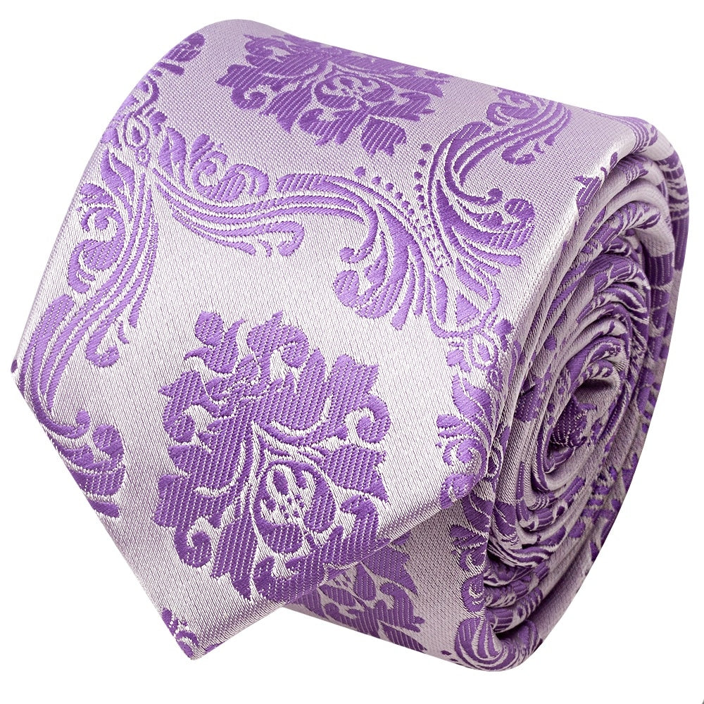 Cadbury Purple Paisley Skinny Mens Tie And Pocket Square Set 3