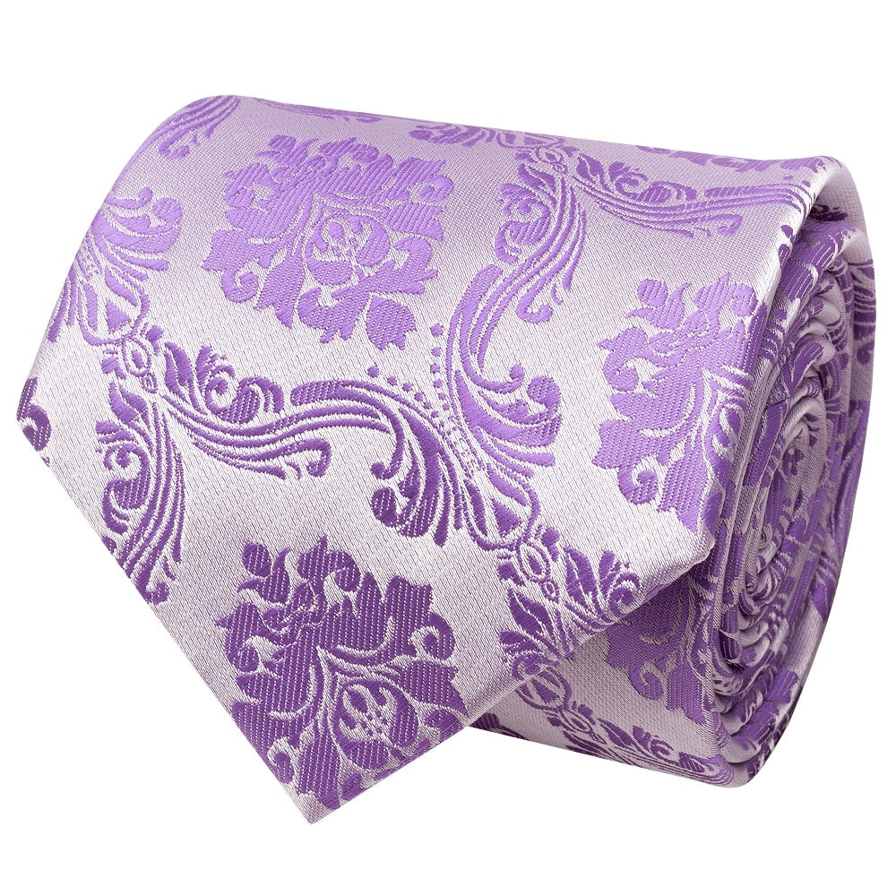 Cadbury Purple Paisley Classic Mens Tie And Pocket Square Set 4