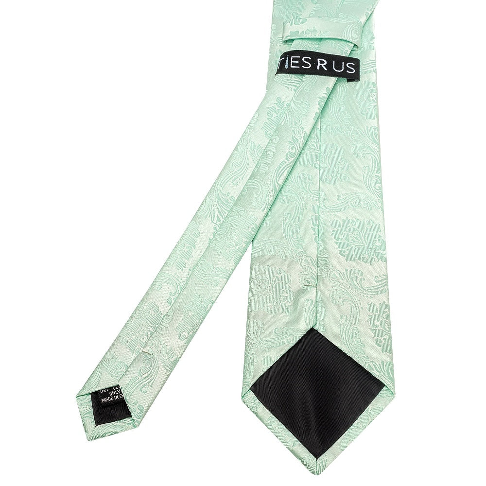 Mint Green Paisley Classic Mens Tie And Pocket Square Set 5