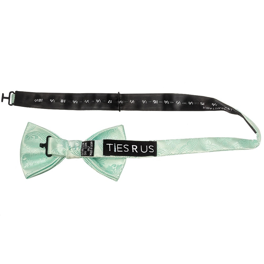 Mint Green Paisley Handmade Mens Bow Tie 2