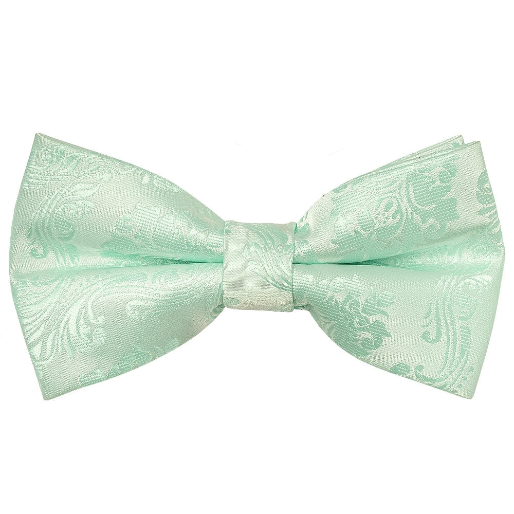 Pre Tied Mint Paisley Boys Bow Tie Age 4 7 1