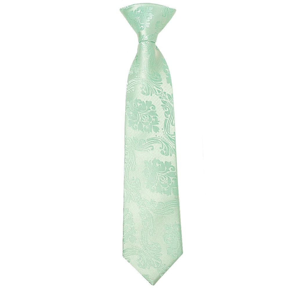 Pre Tied Mint Paisley Boys Tie Age 4 7 1