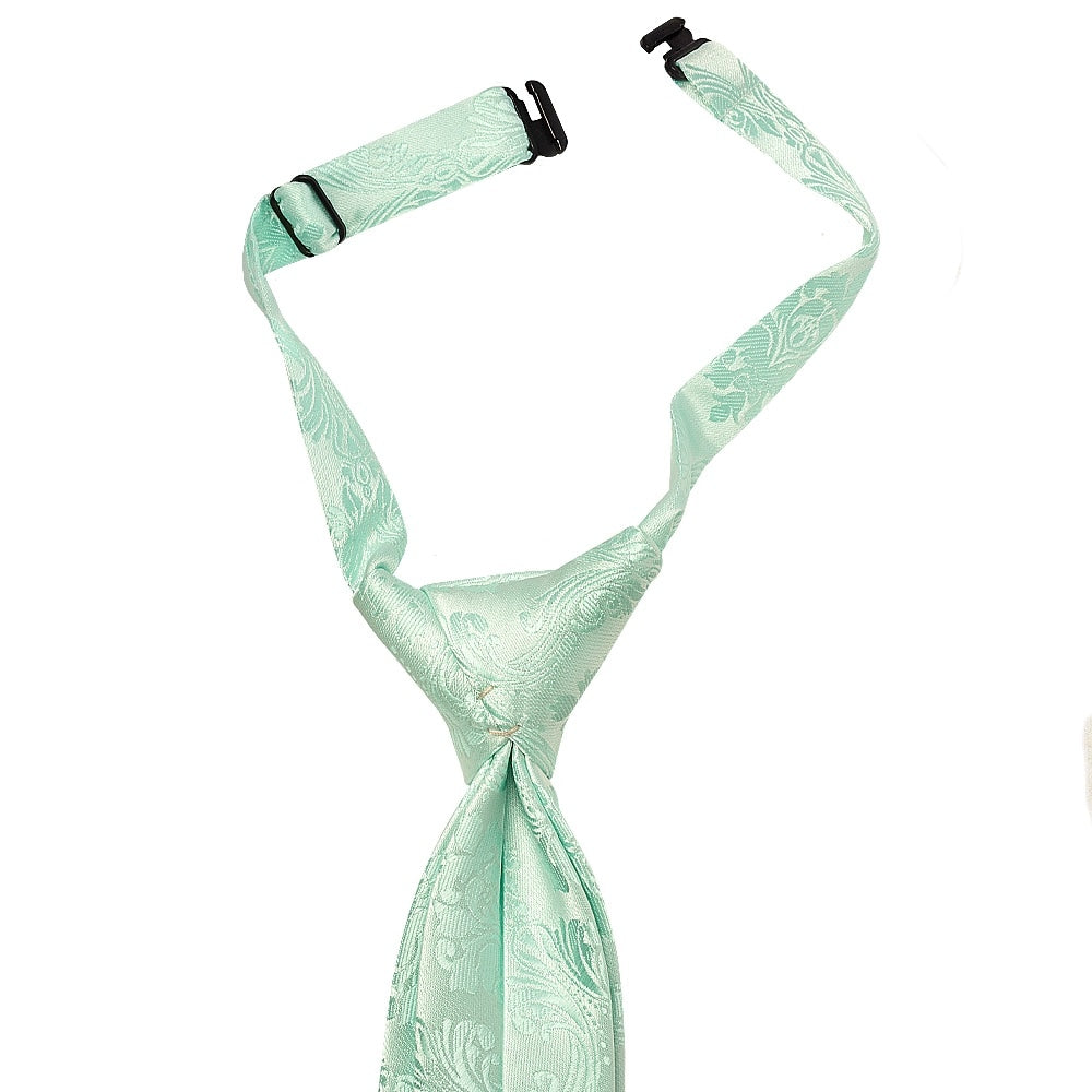 Pre Tied Mint Paisley Boys Tie Age 4 7 2