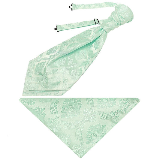 Mint Paisley Mens Cravat Tie And Pocket Square Set 1