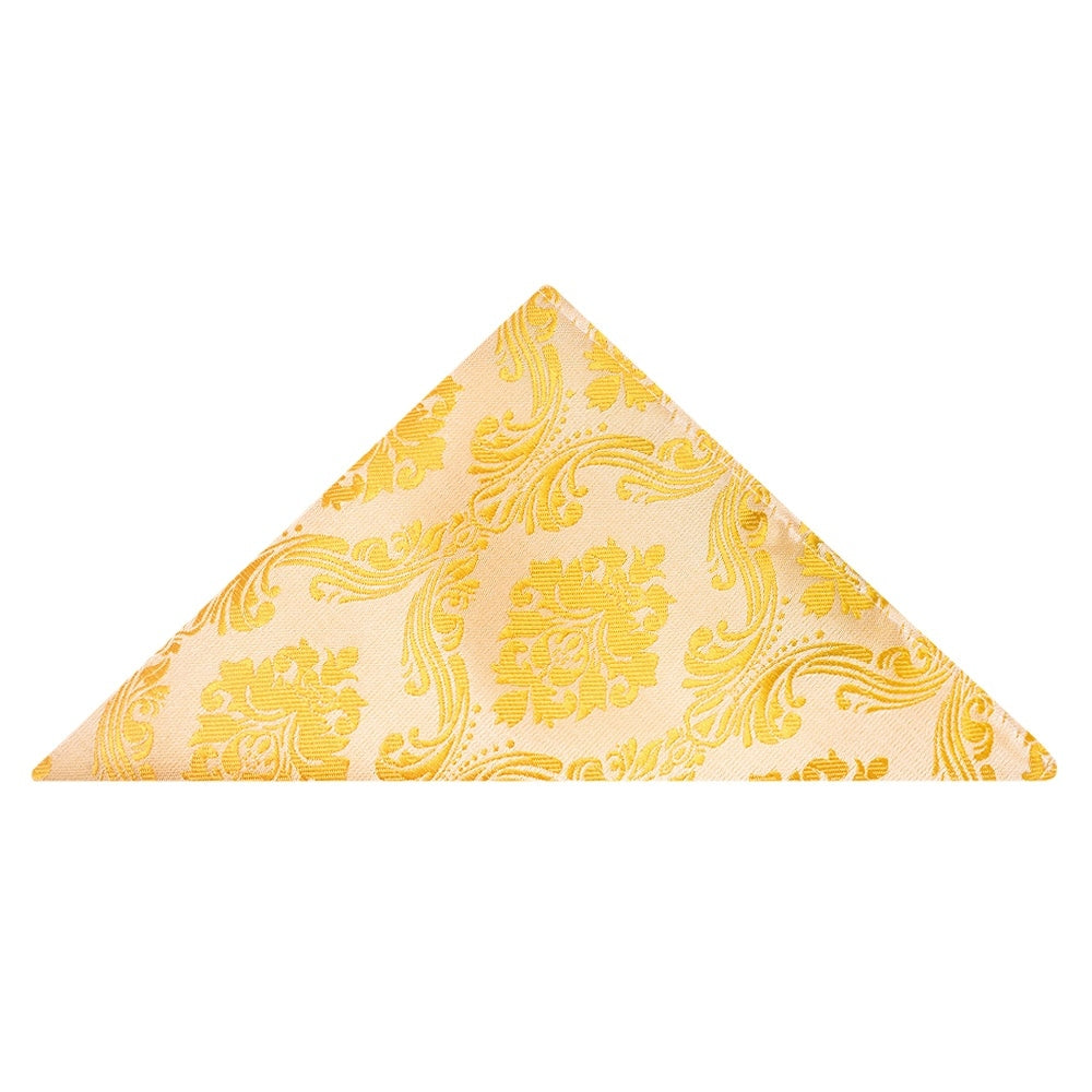 Bright Yellow Paisley Pocket Square 1