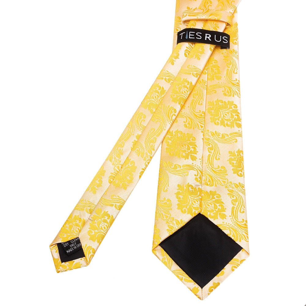 Bright Yellow Paisley Classic Mens Tie 4