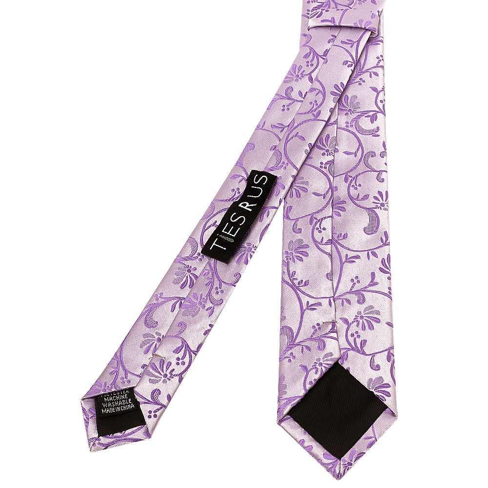 Cadbury Purple Floral Skinny Mens Tie 3