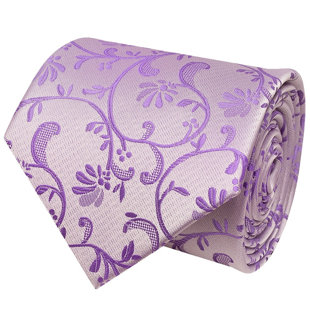 Cadbury Purple Floral Classic Mens Tie And Pocket Square Set 3