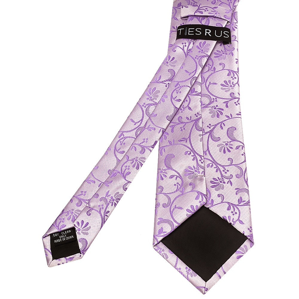 Cadbury Purple Floral Classic Mens Tie And Pocket Square Set 4