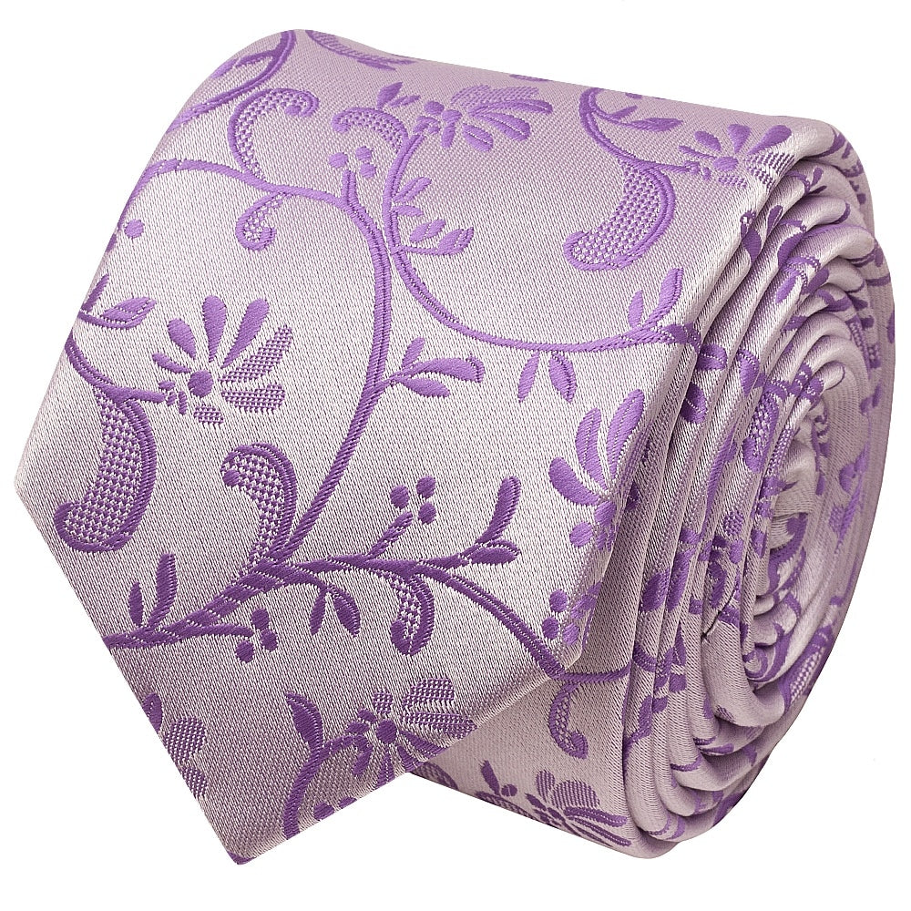 Cadbury Purple Floral Skinny Boys Tie 2