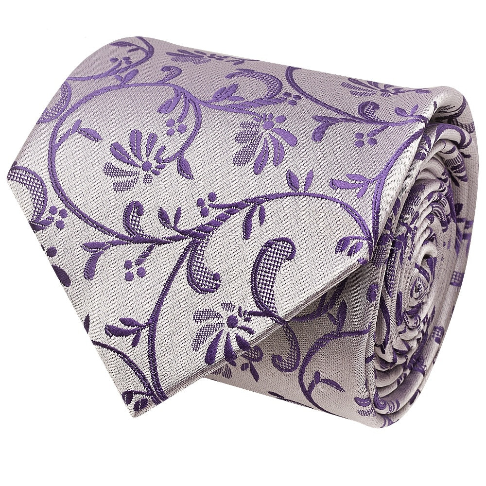 Purple Floral Classic Mens Tie 3