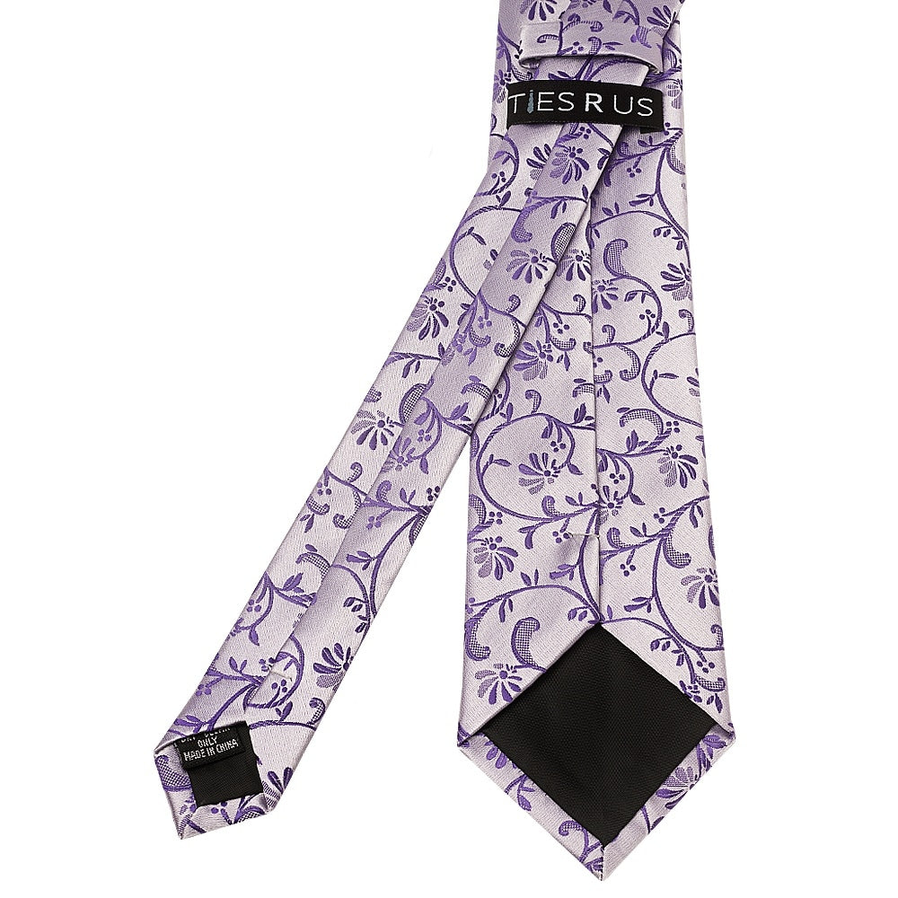 Purple Floral Classic Mens Tie And Pocket Square Set 4