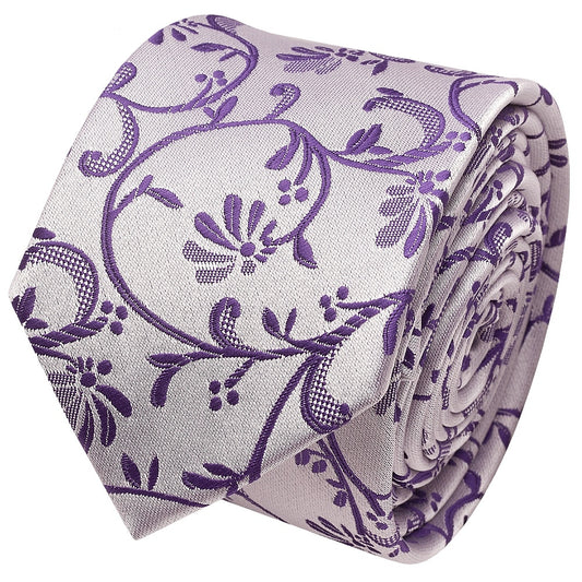 Purple Floral Skinny Boys Tie 2