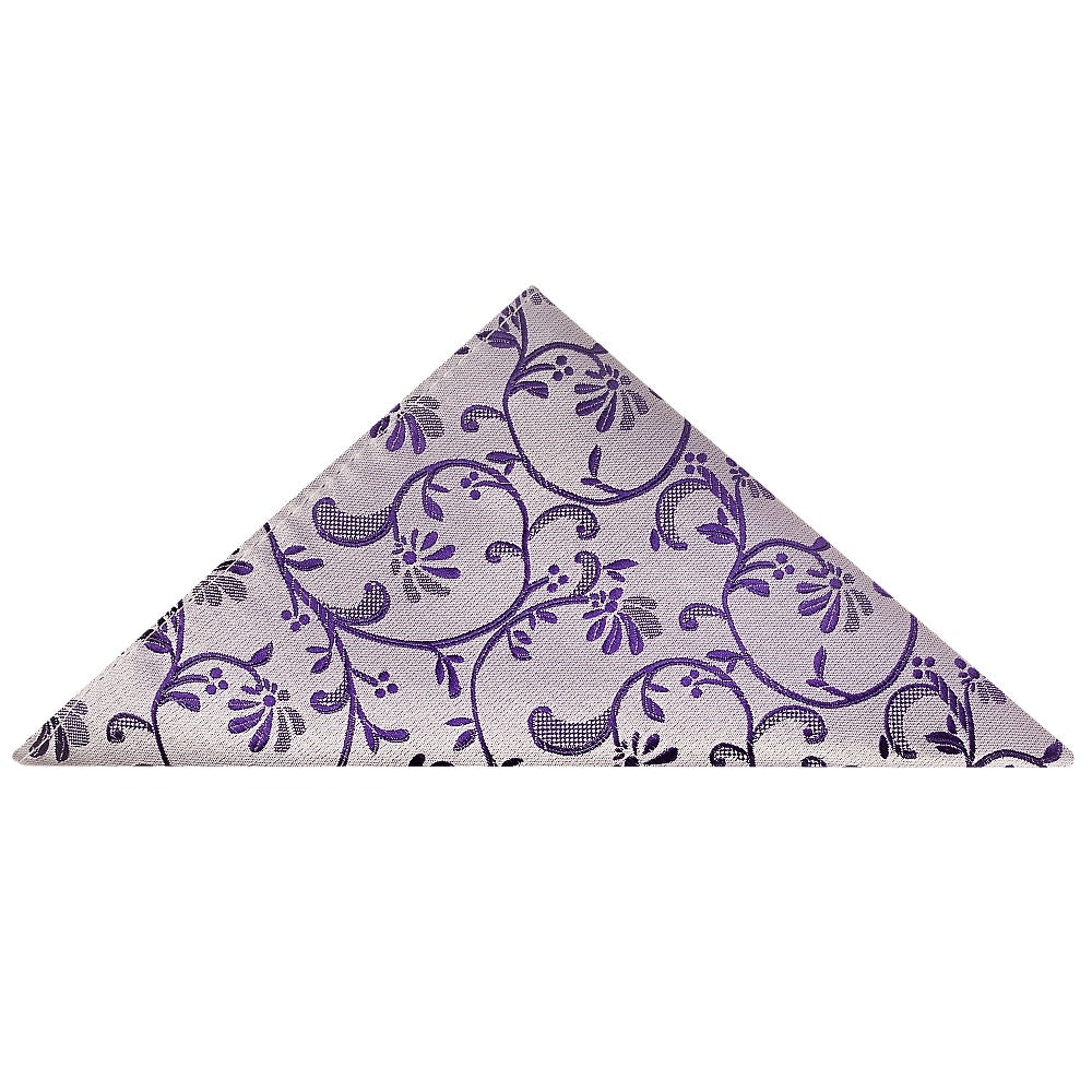 Purple Floral Skinny Mens Tie And Pocket Square Set 5