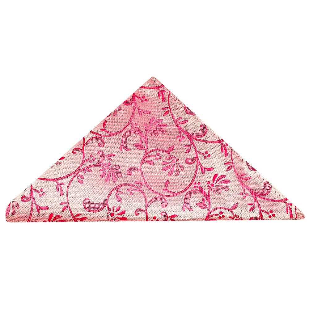 Light Coral Pink Floral Classic Mens Tie And Pocket Square Set 5