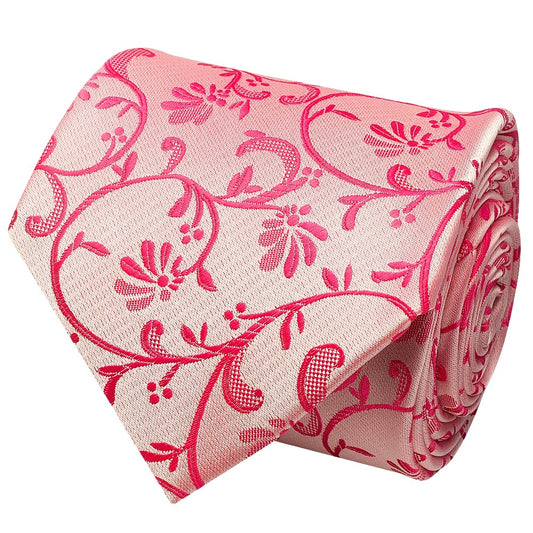 Light Coral Pink Floral Classic Mens Tie 2
