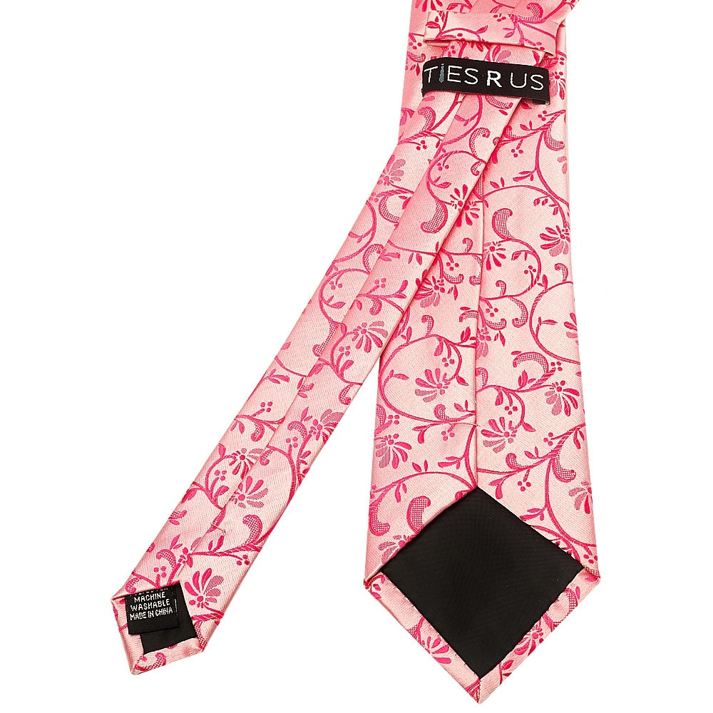 Light Coral Pink Floral Classic Mens Tie 3