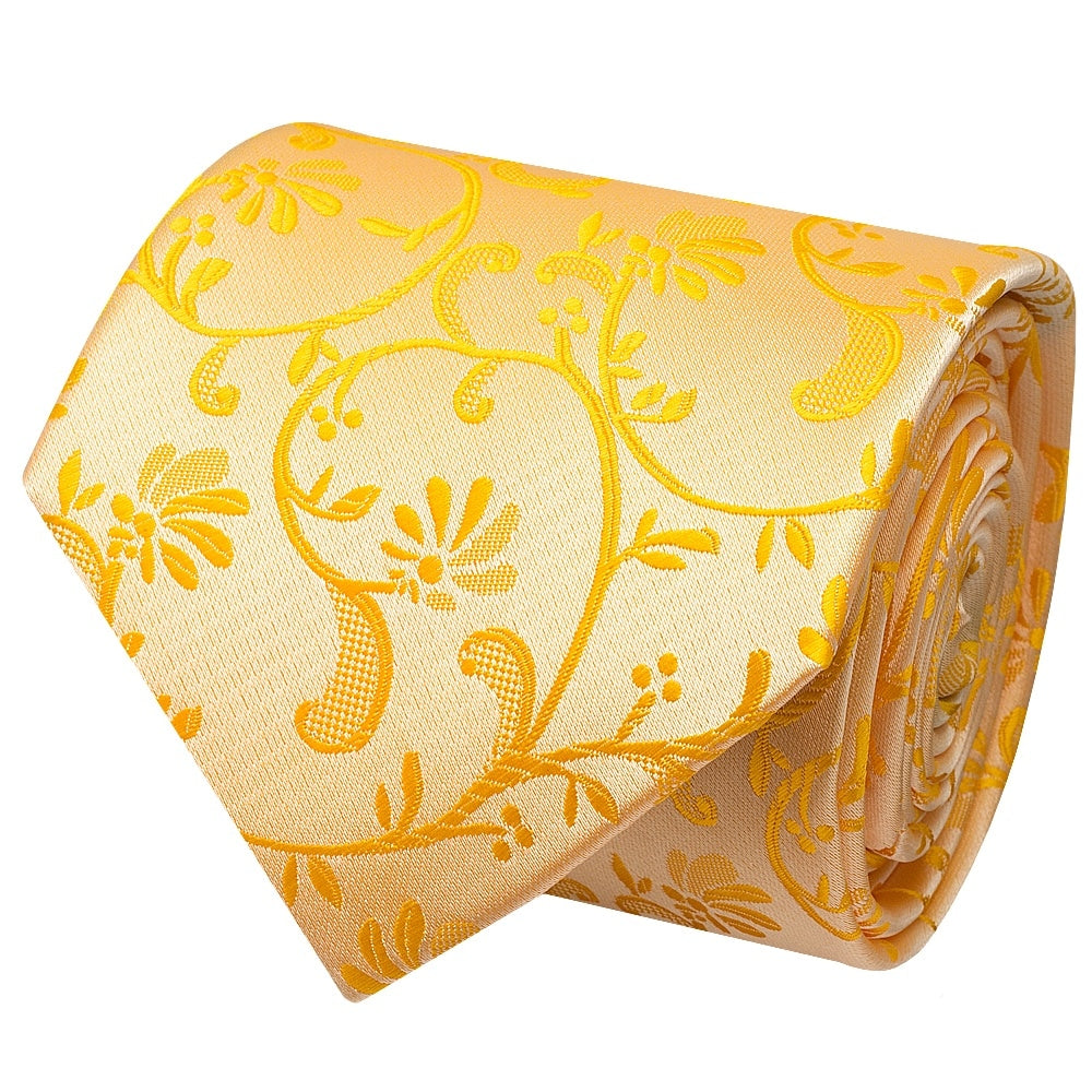 Bright Yellow Floral Classic Mens Tie 2