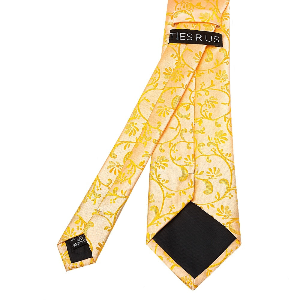 Bright Yellow Floral Classic Mens Tie 3