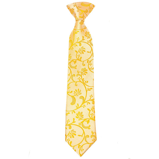 Pre Tied Bright Yellow Floral Boys Tie Age 4 7 1