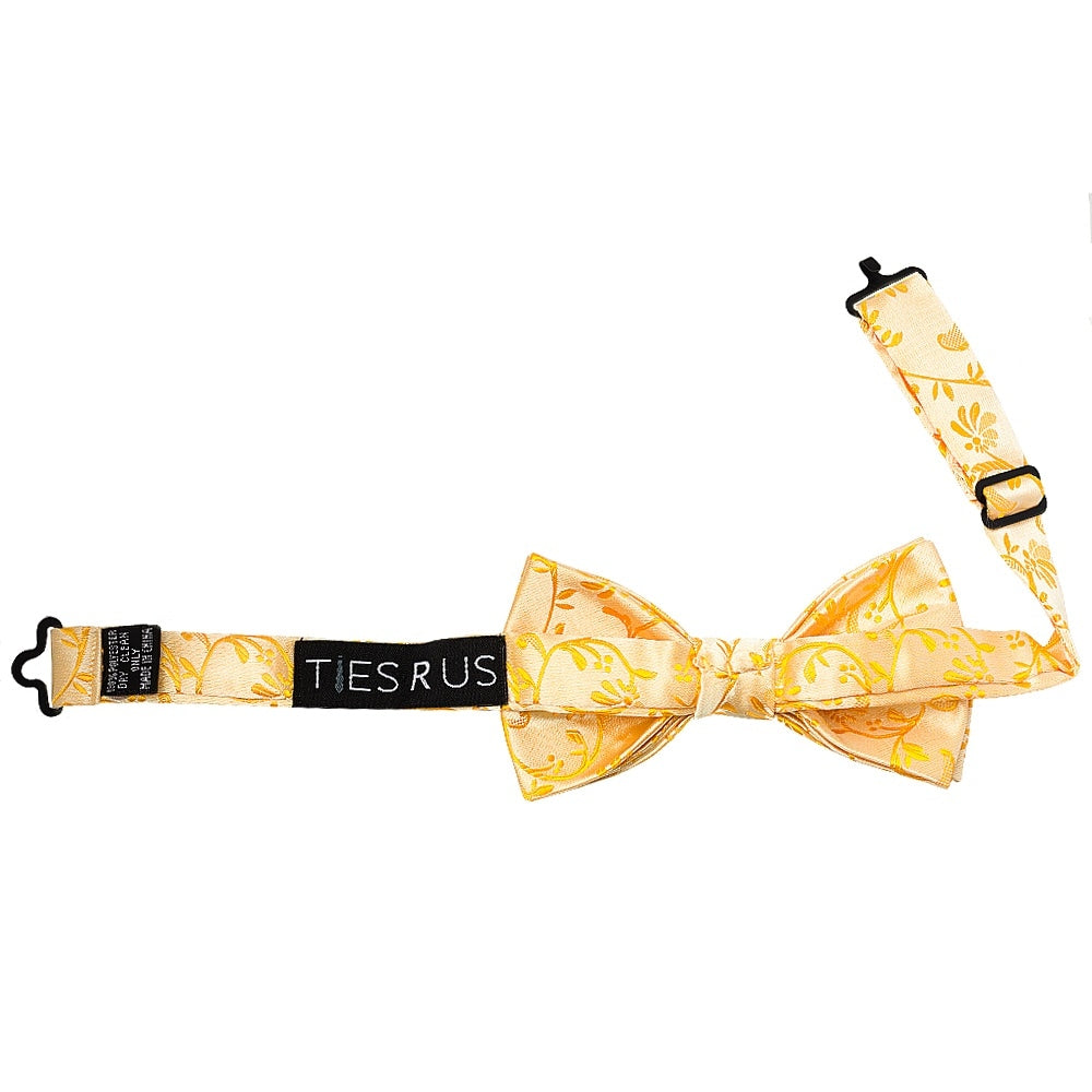 Pre Tied Bright Yellow Floral Boys Bow Tie Age 4 7 2