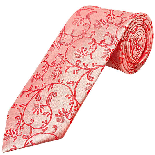 Coral Pink Floral Classic Mens Tie 1
