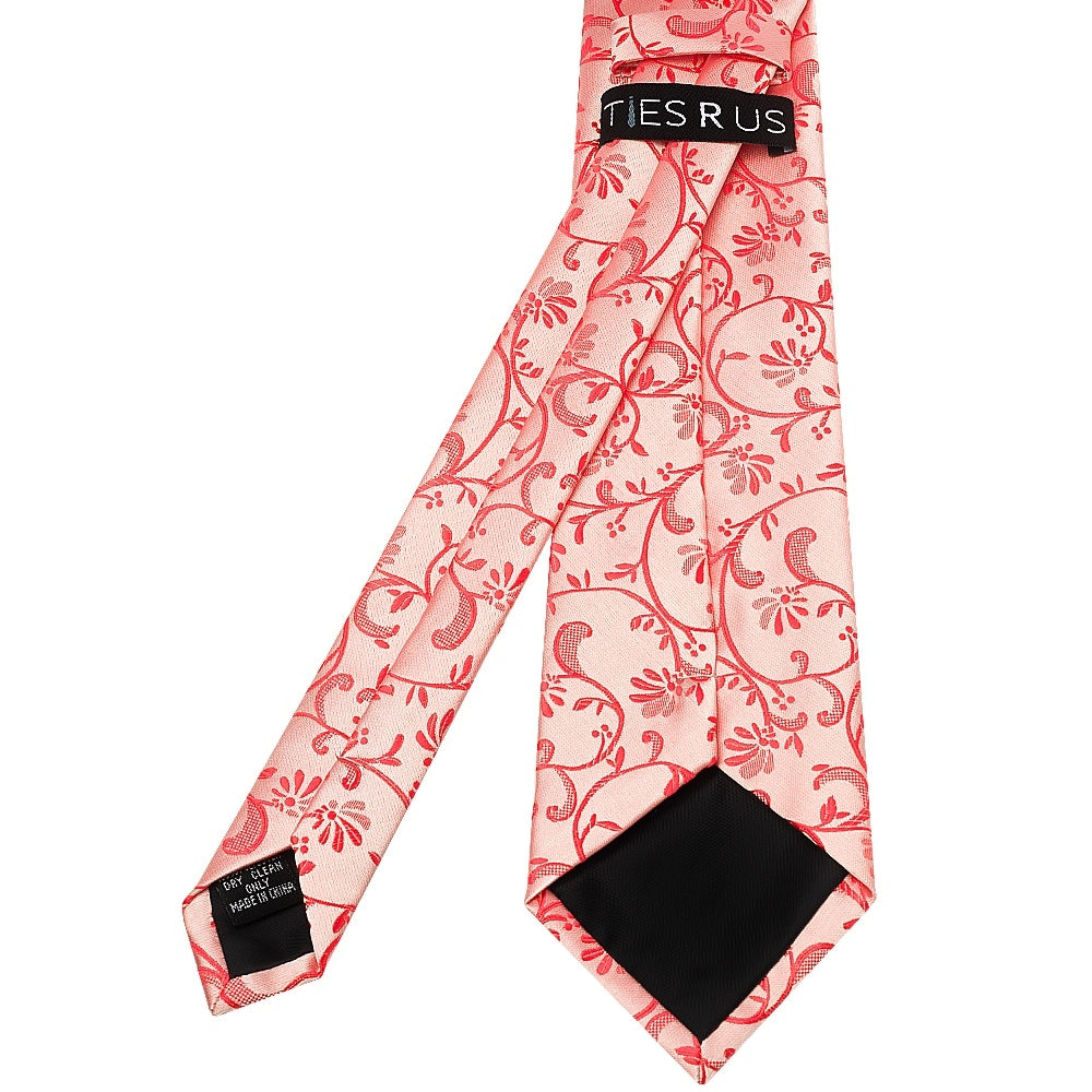 Coral Pink Floral Classic Mens Tie 3